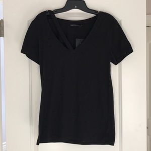 Black distressed tee